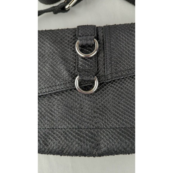 L.A.M.B By Gwen Stefani Black Leather Snake Print Crossbody Bag Voodoo Sash Saks - Picture 4 of 13